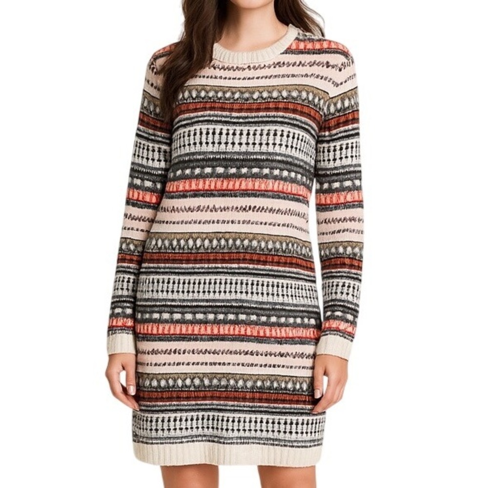 H&M L.O.G.G. Sweater Dress M Multicolor Nordic Fair Isle Long Sleeve Fall Winter